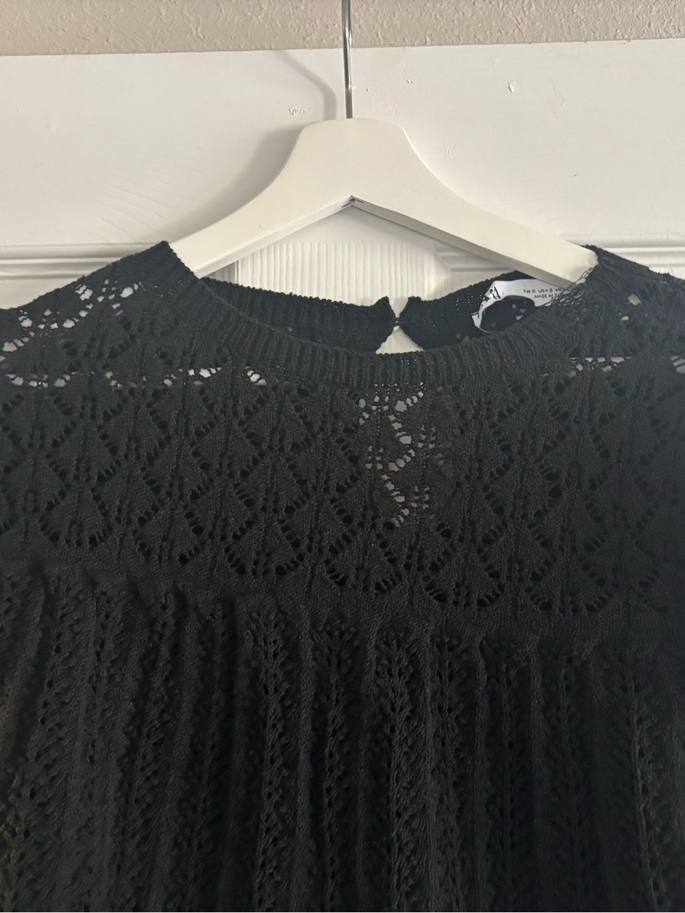 Zara Pointelle Ruffle Sweater - Picture 2 of 8